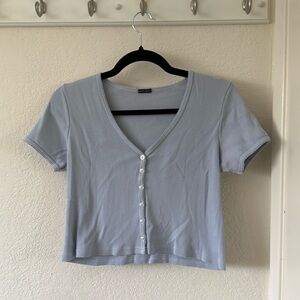 Brandy Melville Light Blue Button Short Sleeve (OS)
